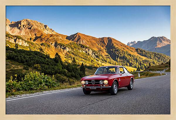 Classic Sports Car On Alpine Pass