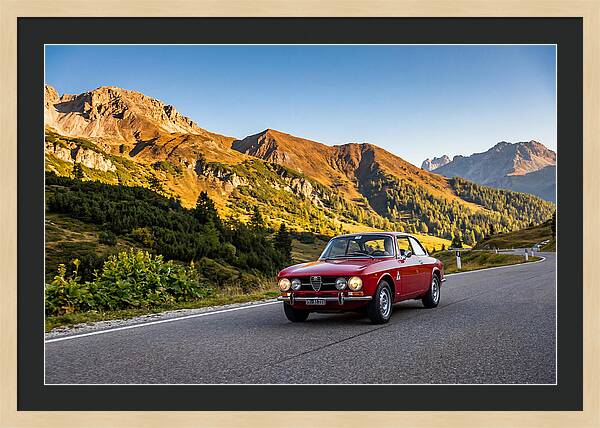 Classic Sports Car On Alpine Pass