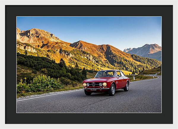 Classic Sports Car On Alpine Pass