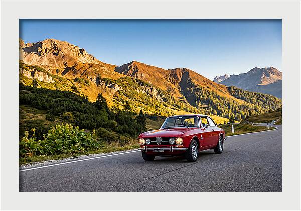 Classic Sports Car On Alpine Pass