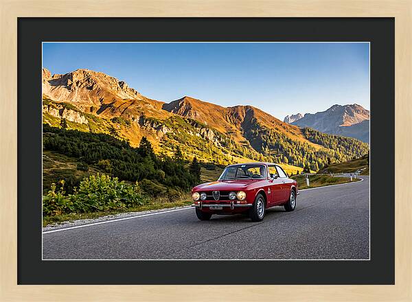 Classic Sports Car On Alpine Pass