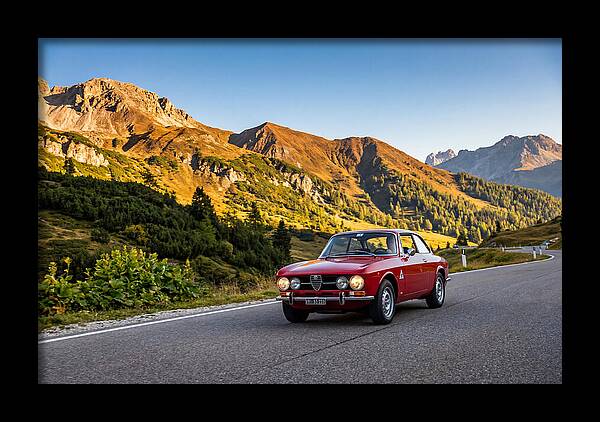 Classic Sports Car On Alpine Pass