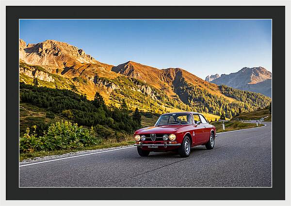 Classic Sports Car On Alpine Pass