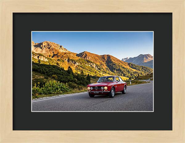 Classic Sports Car On Alpine Pass