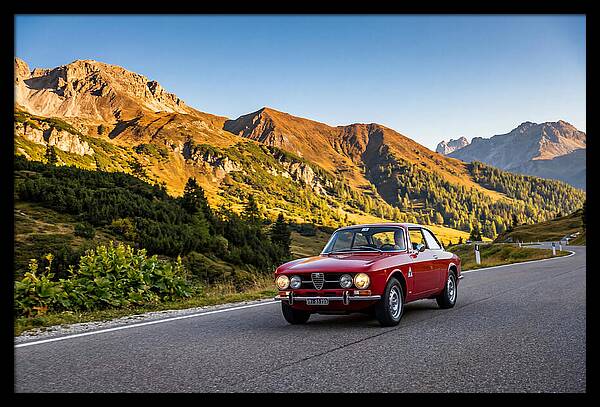 Classic Sports Car On Alpine Pass