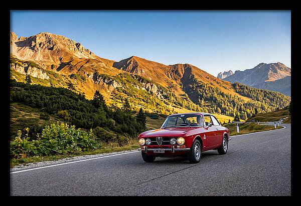 Classic Sports Car On Alpine Pass