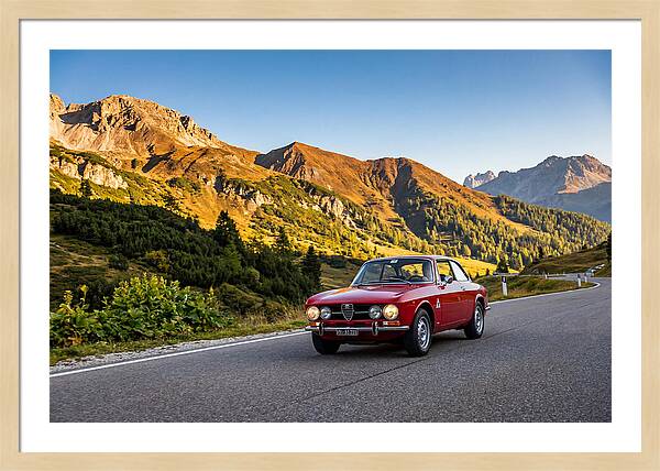Classic Sports Car On Alpine Pass