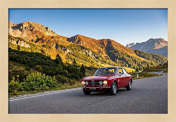 Classic Sports Car On Alpine Pass