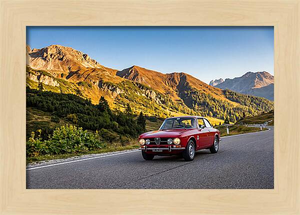 Classic Sports Car On Alpine Pass