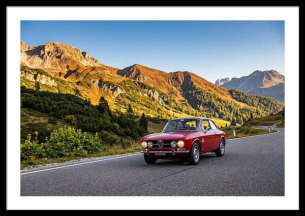 Classic Sports Car On Alpine Pass