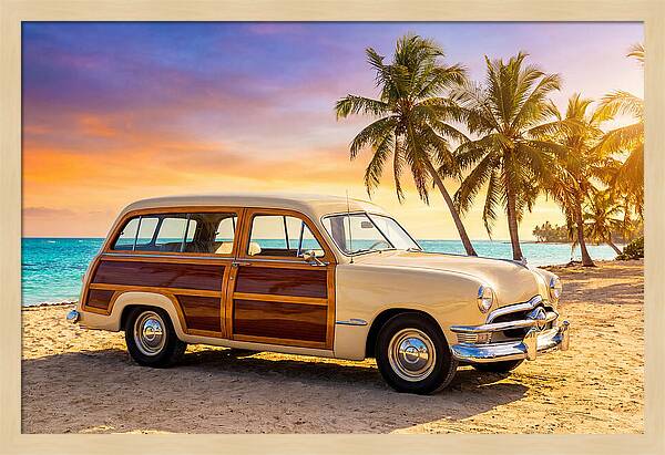 Classic Station Wagon By The Beach
