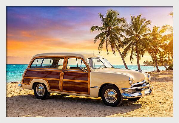 Classic Station Wagon By The Beach