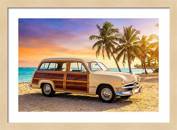 Classic Station Wagon By The Beach
