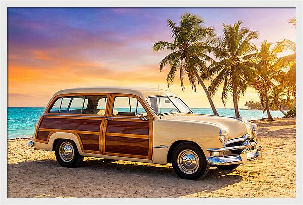 Classic Station Wagon By The Beach