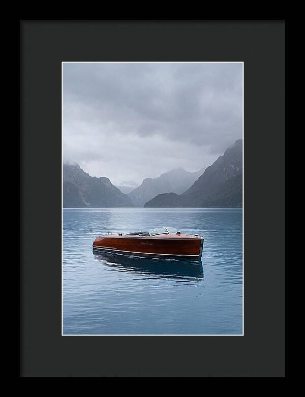 Classic Wooden Chris Craft On Blue Lake