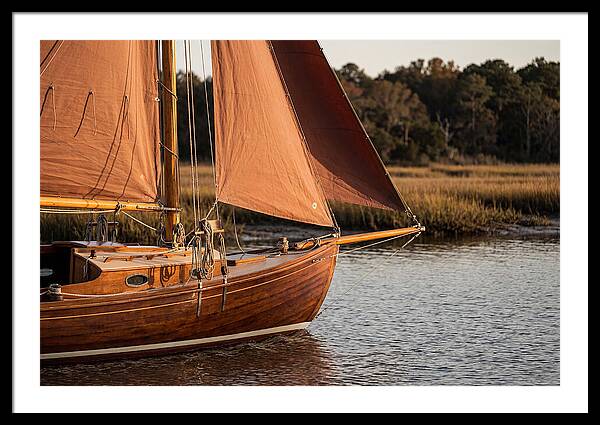 Classic Wooden Daysailer With Tanbark Sails