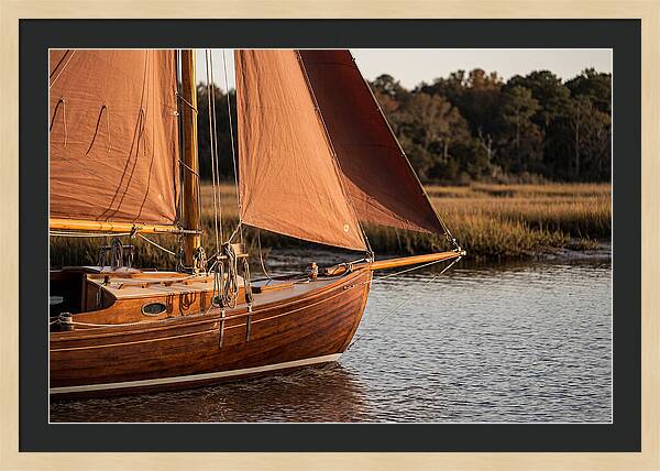 Classic Wooden Daysailer With Tanbark Sails
