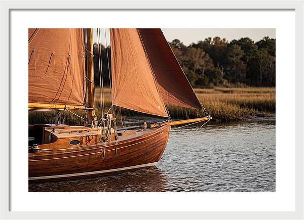 Classic Wooden Daysailer With Tanbark Sails