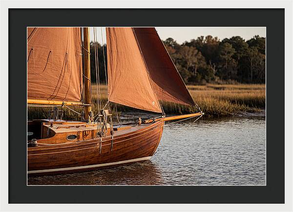 Classic Wooden Daysailer With Tanbark Sails