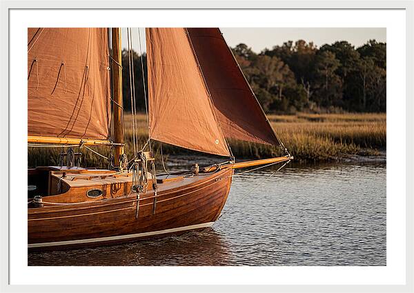 Classic Wooden Daysailer With Tanbark Sails