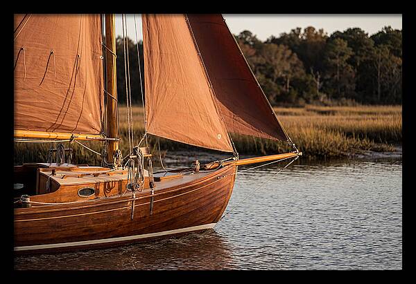 Classic Wooden Daysailer With Tanbark Sails