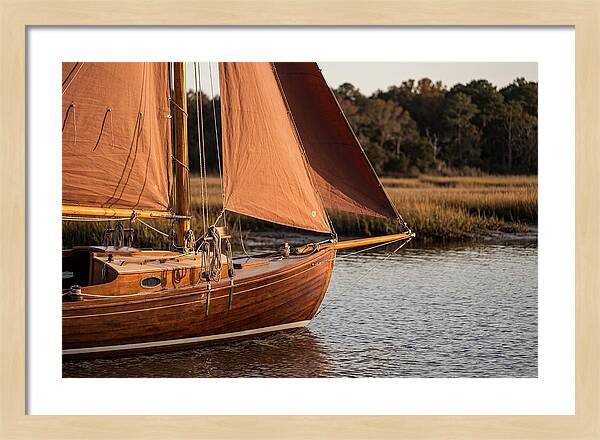 Classic Wooden Daysailer With Tanbark Sails