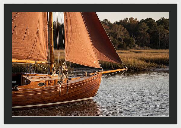 Classic Wooden Daysailer With Tanbark Sails