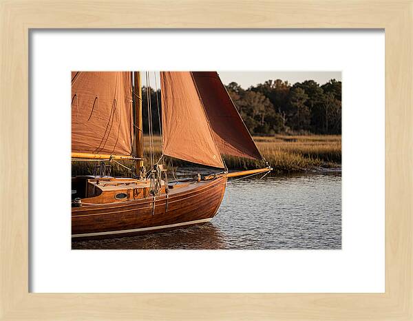 Classic Wooden Daysailer With Tanbark Sails