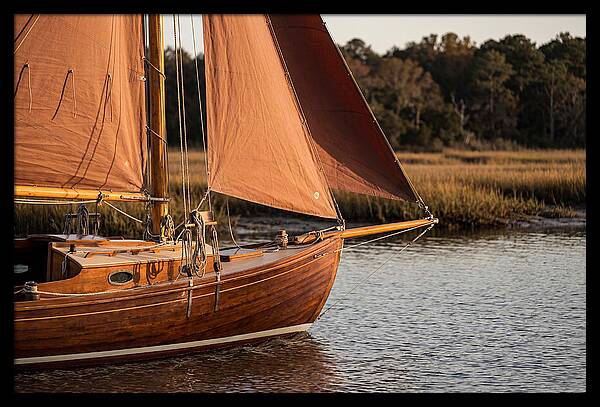 Classic Wooden Daysailer With Tanbark Sails