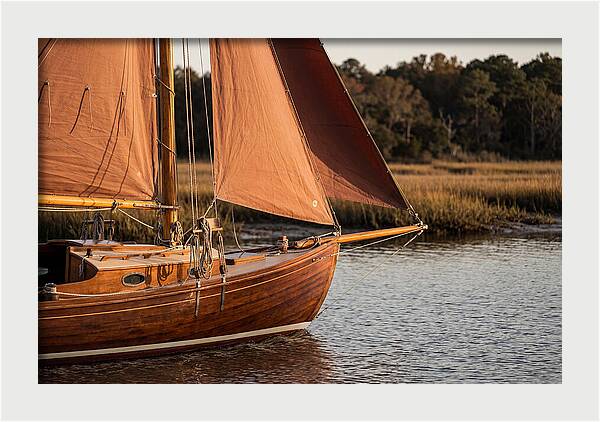 Classic Wooden Daysailer With Tanbark Sails