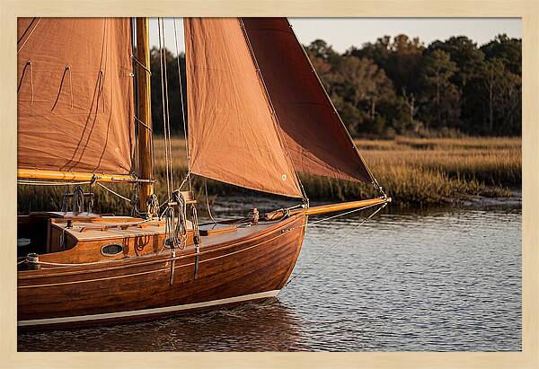 Classic Wooden Daysailer With Tanbark Sails