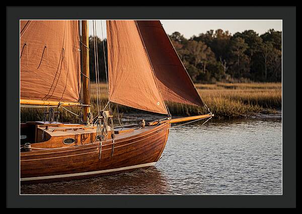 Classic Wooden Daysailer With Tanbark Sails