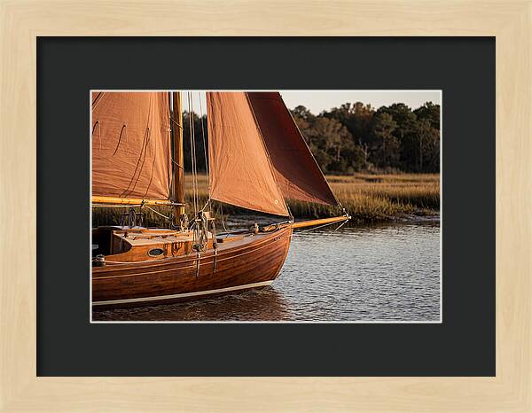 Classic Wooden Daysailer With Tanbark Sails