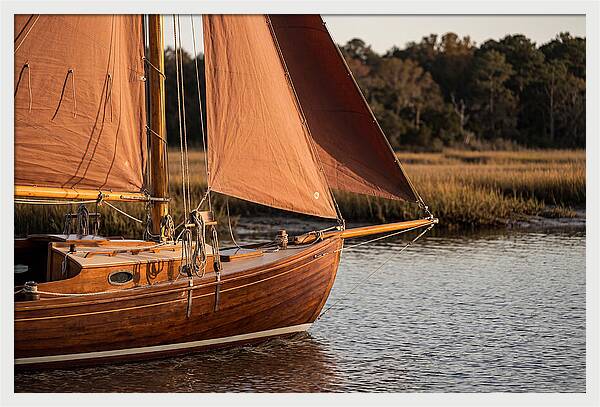 Classic Wooden Daysailer With Tanbark Sails