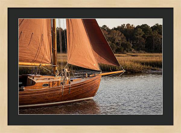Classic Wooden Daysailer With Tanbark Sails