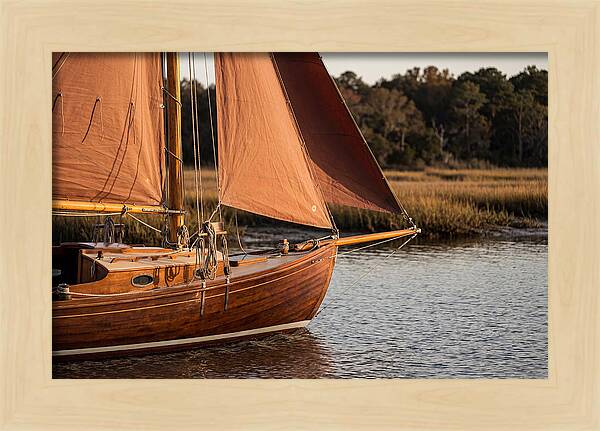 Classic Wooden Daysailer With Tanbark Sails