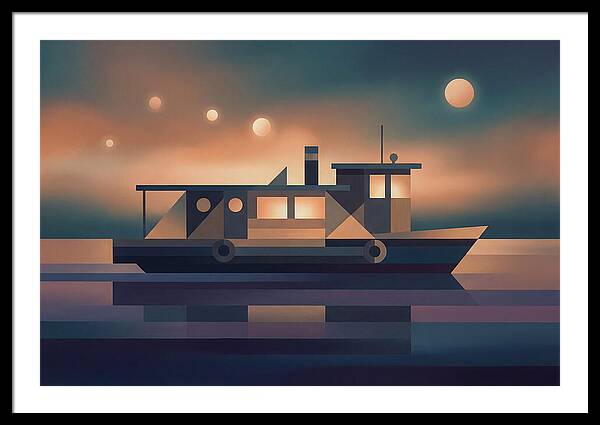 Classic Wooden Riverboat At Dusk
