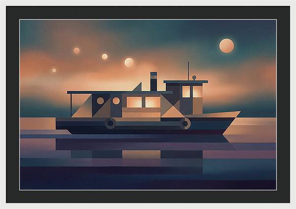 Classic Wooden Riverboat At Dusk