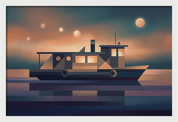 Classic Wooden Riverboat At Dusk