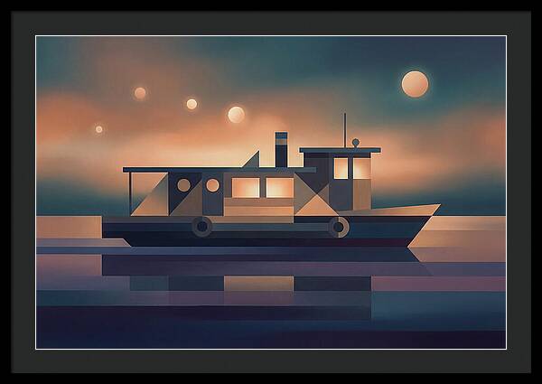 Classic Wooden Riverboat At Dusk