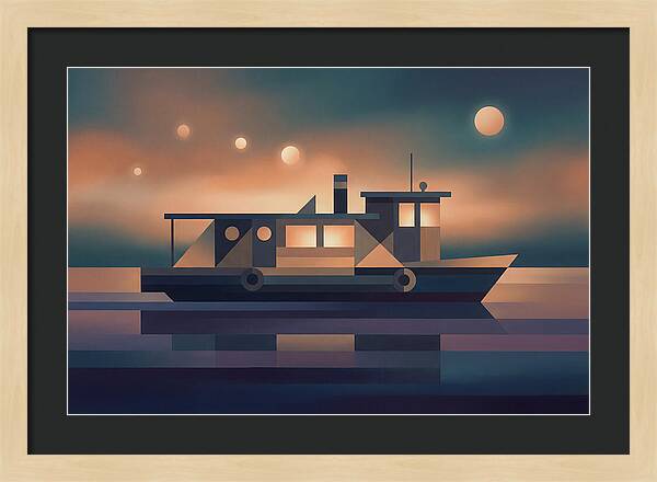 Classic Wooden Riverboat At Dusk