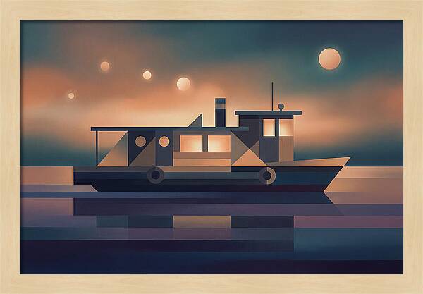 Classic Wooden Riverboat At Dusk