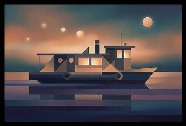 Classic Wooden Riverboat At Dusk