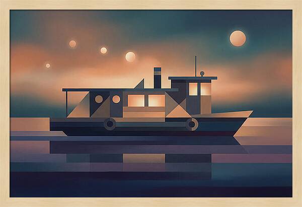 Classic Wooden Riverboat At Dusk
