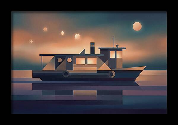 Classic Wooden Riverboat At Dusk