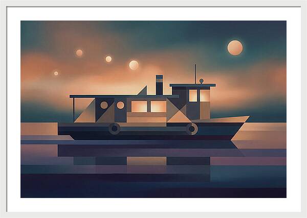 Classic Wooden Riverboat At Dusk