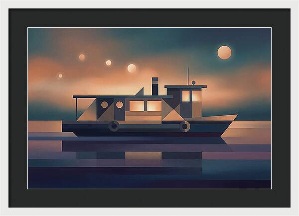 Classic Wooden Riverboat At Dusk