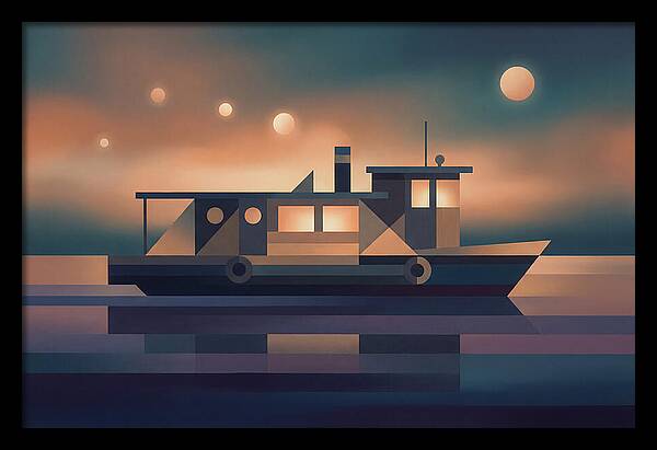 Classic Wooden Riverboat At Dusk