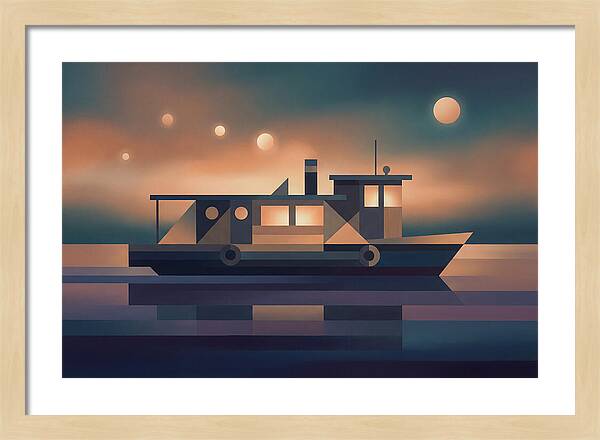 Classic Wooden Riverboat At Dusk