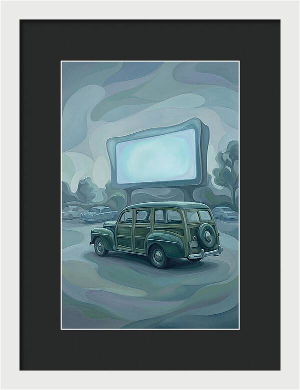 Classic Wooden Station Wagon At Drivein